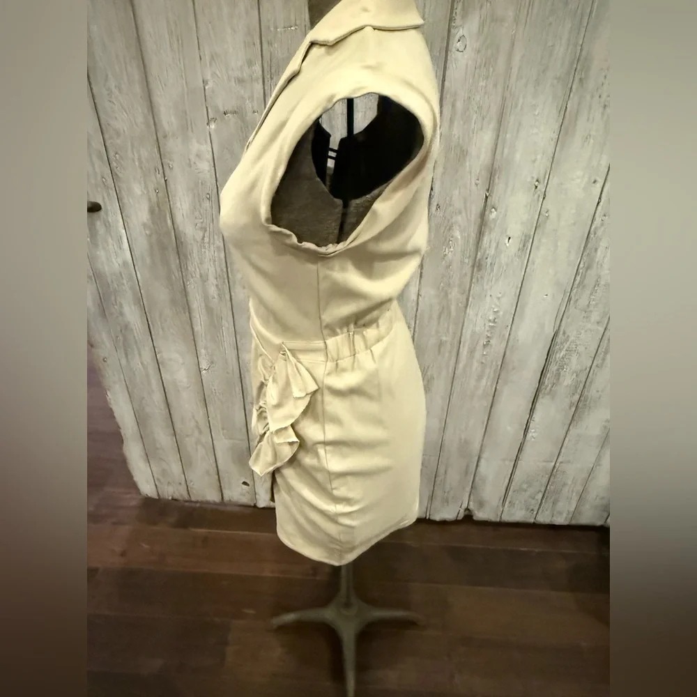 Chic Cream Sleeveless Wrap Dress - Picture 4 of 10